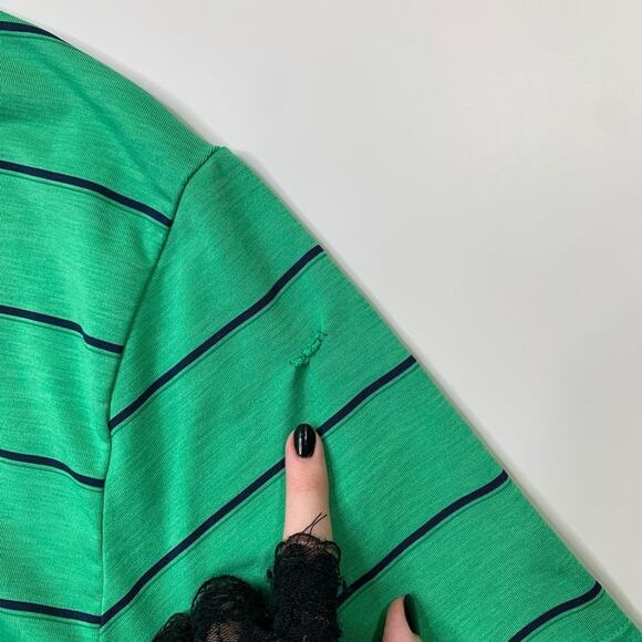 Under Armour Polo Shirt Mens M Medium Kiwi Green Heatgear Loose Fit Striped Golf - Picture 8 of 12